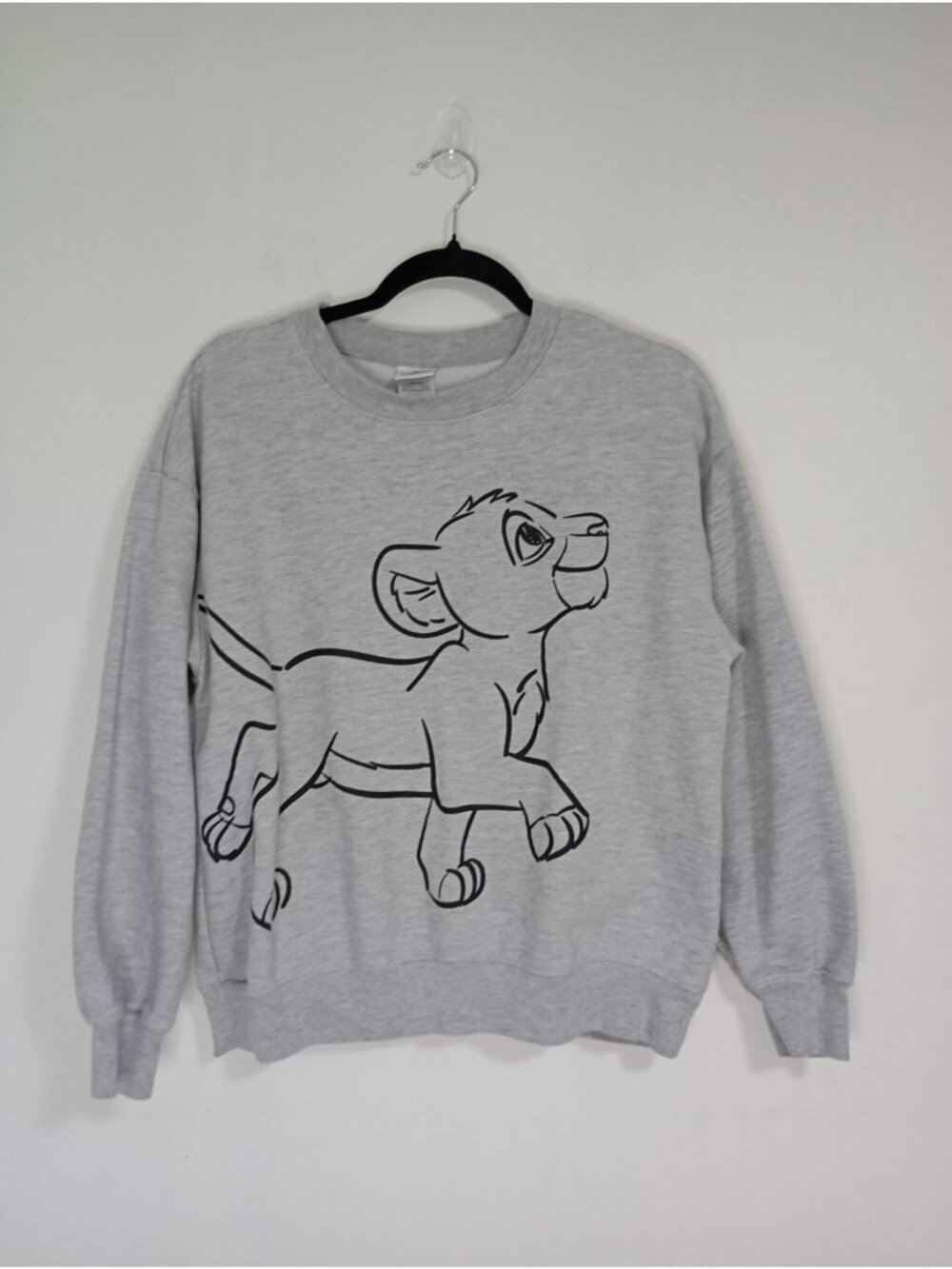 Disney The Lion King Simba Gray Sweatshirt Large Cotton Blend Crewneck Pullover